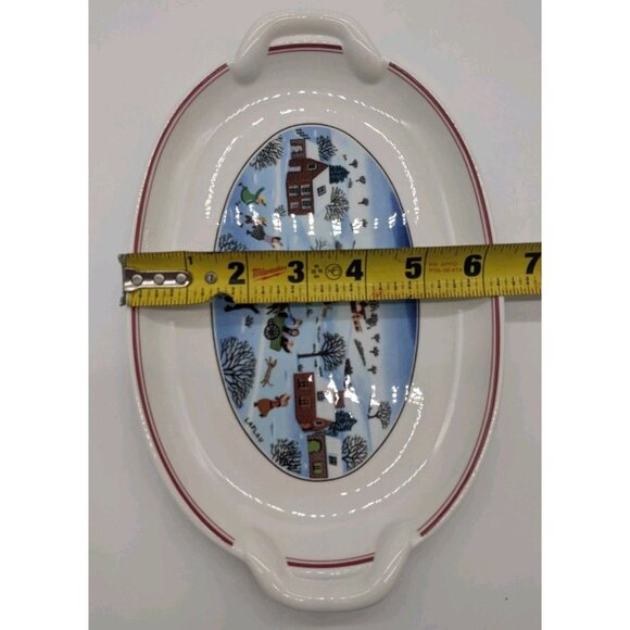 Villeroy & Boch Naif Christmas Village Oval Serving Platter w/Handles Set of 4 - Picture 6 of 8